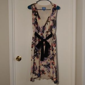 Vera Wang chiffon floral print dress w/ pockets